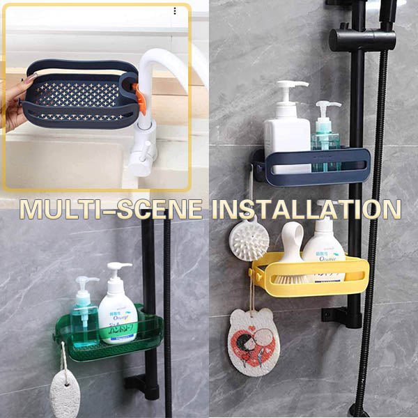 🚰Klemmfix-Duschablage für Wasserhahn – verstellbare Halterung, bis 5 kg belastbar, rostfrei & leicht zu reinigen – ideal für Mietwohnungen & Küche🧽