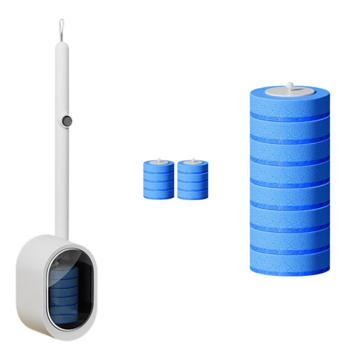 🧹🔥 AKTION -50% ! Kontaktlose Einweg-WC-Bürste – Vorgeladene Reinigungsköpfe Hygienisch, Knopf-Auswurf Keimfrei, Belüfteter Wandhalter Magnetisch Selbstöffnend · Weiß & Grau ✨
