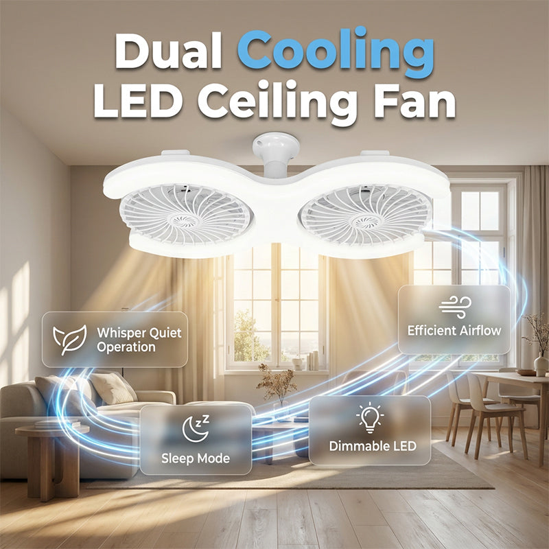 💡 LED-Deckenventilator mit E27-Fassung & Fernbedienung – doppelte LED-Reihe, drehbare Gelenkaufhängung, dimmbar & steuerbar 🌬️