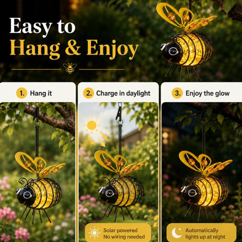 🐝 Solar-Hängeleuchte mit Biene für den Außenbereich – Das perfekte Geschenk für Pflanzenliebhaber, Mütter oder einfach jeden, der gerne lächelt ❤️
