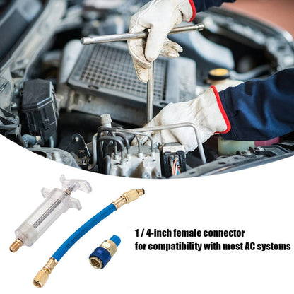 🔧 50% RABATT! 💥 A/C-Öl- und Farbstoff-Injektor-Set – 30 ml (1 oz) Kapazität, 1/4" SAE-Anschluss, inkl. transparenter Schlauch – ideal für Kfz-Klimaanlagen & Kühlsysteme 🚗