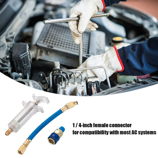 🔧 50% RABATT! 💥 A/C-Öl- und Farbstoff-Injektor-Set – 30 ml (1 oz) Kapazität, 1/4" SAE-Anschluss, inkl. transparenter Schlauch – ideal für Kfz-Klimaanlagen & Kühlsysteme 🚗