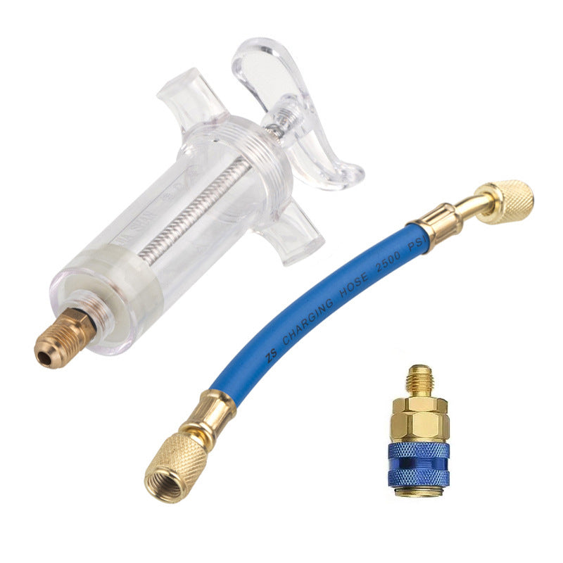 🔧 50% RABATT! 💥 A/C-Öl- und Farbstoff-Injektor-Set – 30 ml (1 oz) Kapazität, 1/4" SAE-Anschluss, inkl. transparenter Schlauch – ideal für Kfz-Klimaanlagen & Kühlsysteme 🚗