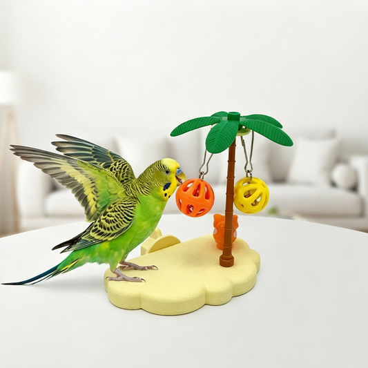 🐦 Vogel-Spielplatz mit Wolken-Design – Kletter- & Ruheplattform aus Holz, ideal für Wellensittiche, Unzertrennliche & kleine Papageien 🌤️