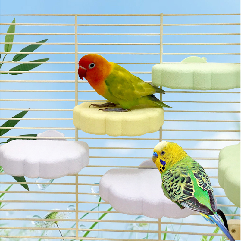 🐦 Vogel-Spielplatz mit Wolken-Design – Kletter- & Ruheplattform aus Holz, ideal für Wellensittiche, Unzertrennliche & kleine Papageien 🌤️