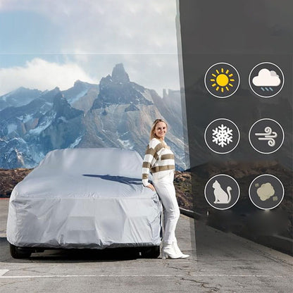 🚗 50 % Rabatt – Ganzjahres-Autoabdeckung mit silberner Beschichtung – schützt vor Sonne, Regen & Staub, mit Spiegel-Taschen – für den Außenbereich geeignet 🛡️