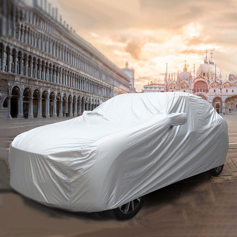 🚗 50 % Rabatt – Ganzjahres-Autoabdeckung mit silberner Beschichtung – schützt vor Sonne, Regen & Staub, mit Spiegel-Taschen – für den Außenbereich geeignet 🛡️