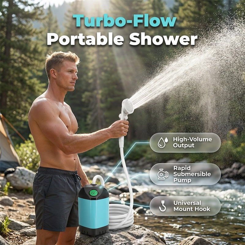 🏕️🚿 Mobiler Camping-Duschkopf mit Akku – leichte Handhabung, starker Wasserfluss, perfekt für Zeltplatz, Strand oder als Notlösung im Wohnmobil