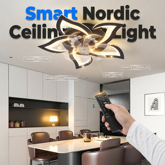 💡🌀 Designer-Deckenventilator mit integrierter LED-Beleuchtung – flüsterleiser Motor, dimmbare Lichtfunktion & elegante Blütenform, perfekt als Blickfang und Klimahelfer
