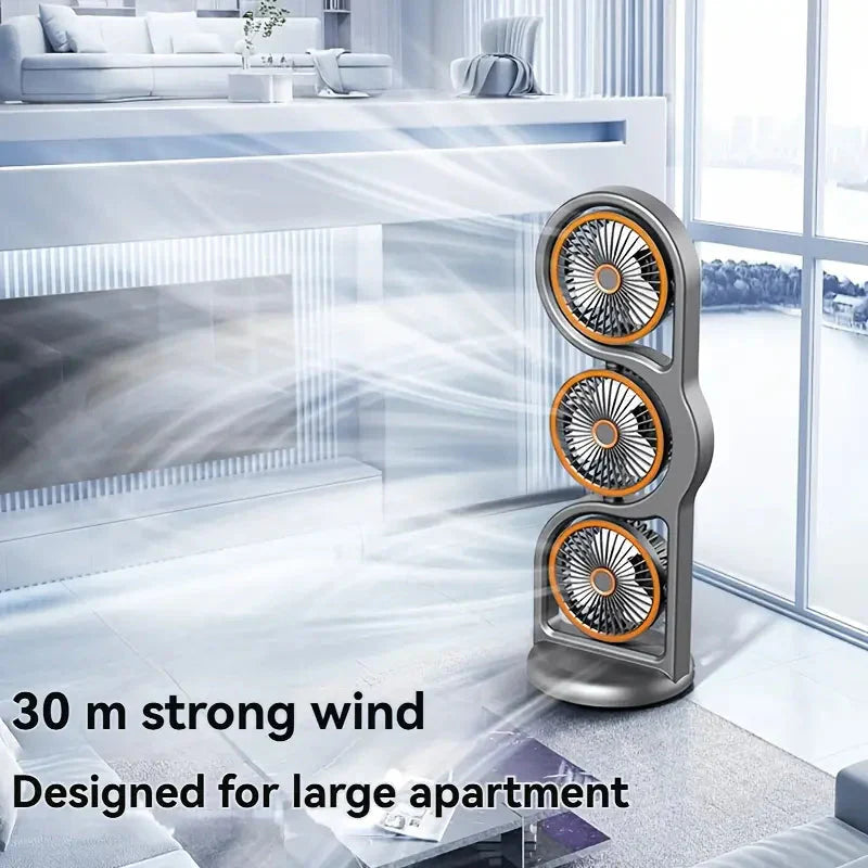🌬️✨ NEU 2026! 50% RABATT! Tragbarer USB-wiederaufladbarer Dreikopfventilator – 360° Luftzirkulation & 5 Geschwindigkeitsstufen – Ideal für Studentenwohnheim, Outdoor & als Tischventilator 🎓🔋