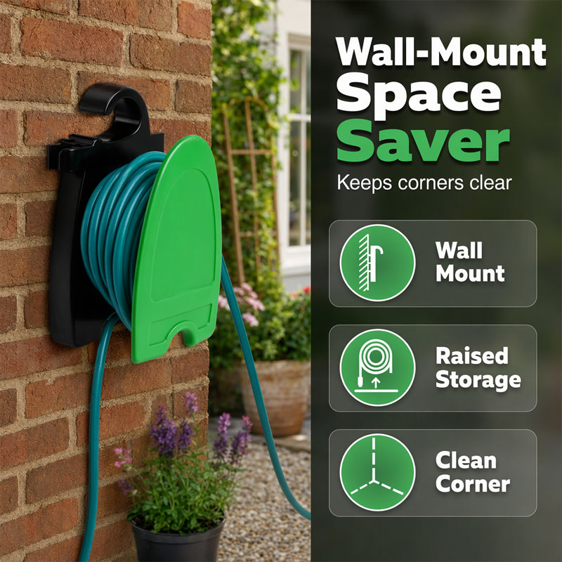 🌱Mini-Schlauchhalter 10 m – mobiler Wasserwagen mit Tragegriff, zur Wandmontage, für Garten, Terrasse & Autopflege 💦