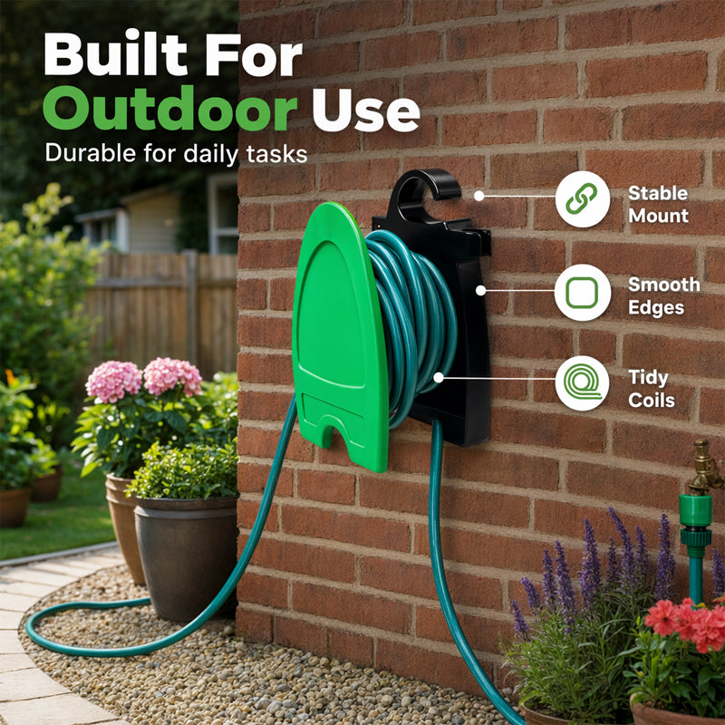 🌱Mini-Schlauchhalter 10 m – mobiler Wasserwagen mit Tragegriff, zur Wandmontage, für Garten, Terrasse & Autopflege 💦