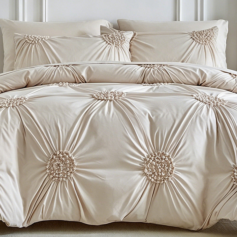Elegantes 3-teiliges Pinch-Pleat-Bettwäsche-Set – luxuriöse Textur, weiches Mikrofaser-Material, in vielen Farben & Größen