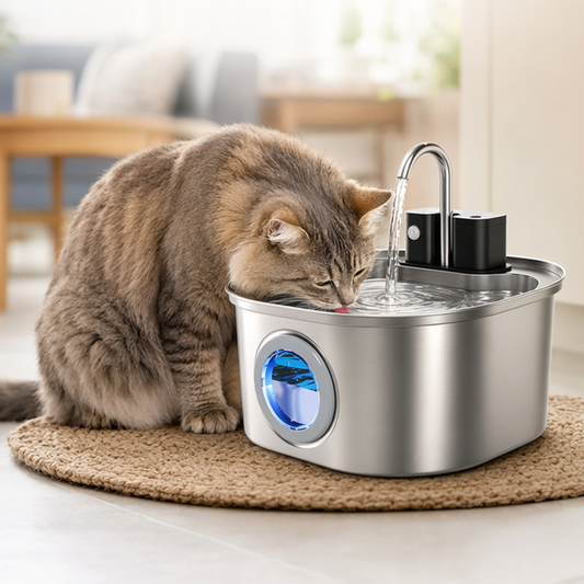 🐱 3,2L Edelstahl-Trinkbrunnen für Katzen & Hunde – kabellos, wiederaufladbar & mit Filter, leise & hygienisch 💧