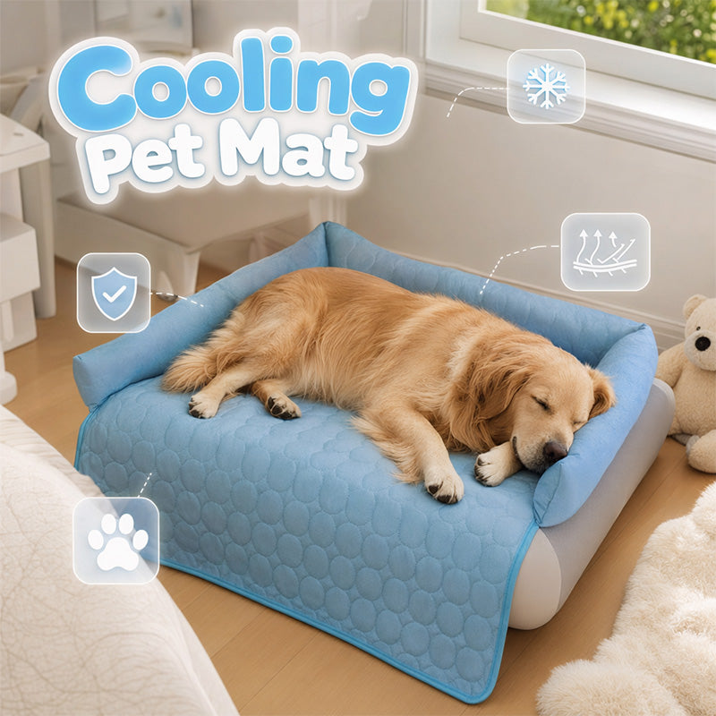 🐶 Kühlmatte für Hunde & Katzen ❄️ Atmungsaktiv, Kühlendes Liegekissen mit Kopfkissen für den Sommer