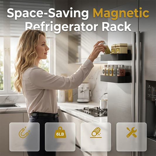 🔥 50% RABATT – Magnetisches Kühlschrank-Regal zur Küchenorganisation 🧲✨