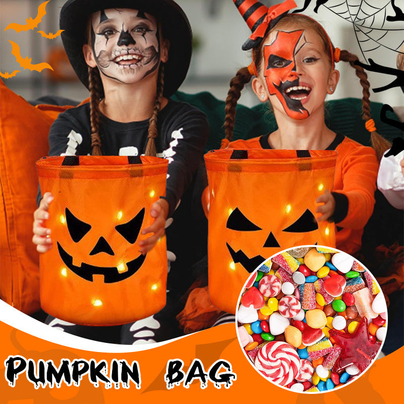 🍬 50% RABATT!🎃 LED-Halloween-Kürbistasche ✨ Leuchtender Süßigkeitenbeutel für Kinder, Halloween & Partys