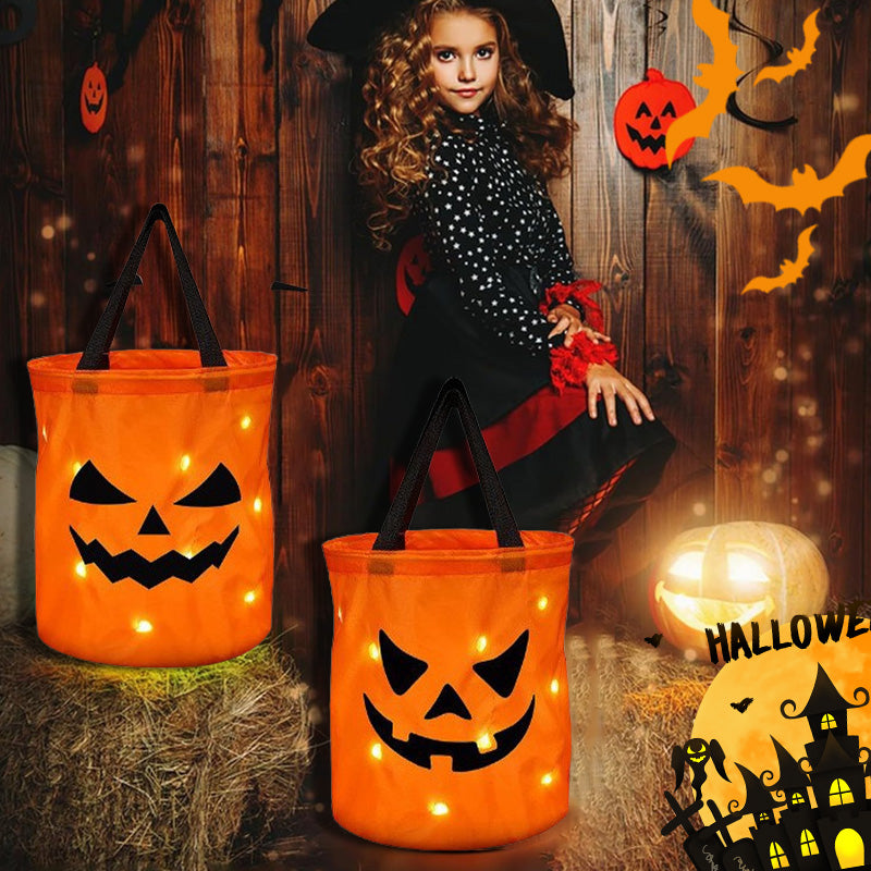 🍬 50% RABATT!🎃 LED-Halloween-Kürbistasche ✨ Leuchtender Süßigkeitenbeutel für Kinder, Halloween & Partys