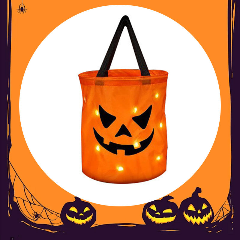 🍬 50% RABATT!🎃 LED-Halloween-Kürbistasche ✨ Leuchtender Süßigkeitenbeutel für Kinder, Halloween & Partys