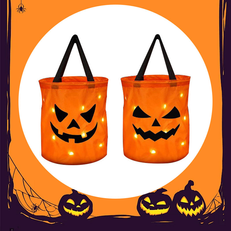 🍬 50% RABATT!🎃 LED-Halloween-Kürbistasche ✨ Leuchtender Süßigkeitenbeutel für Kinder, Halloween & Partys