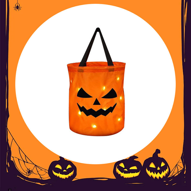 🍬 50% RABATT!🎃 LED-Halloween-Kürbistasche ✨ Leuchtender Süßigkeitenbeutel für Kinder, Halloween & Partys