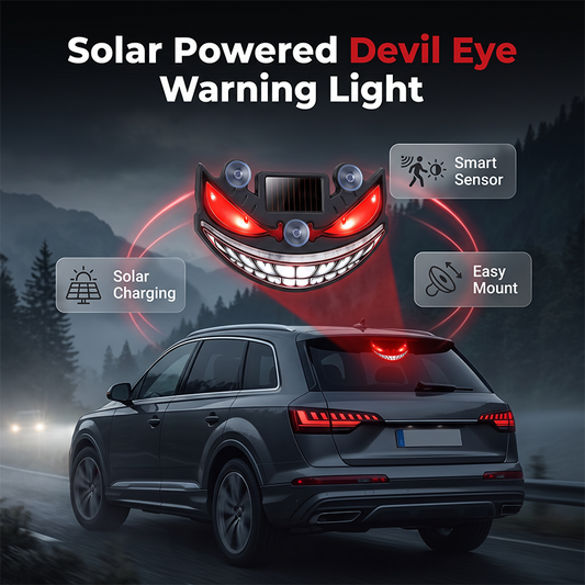 🔥 50% RABATT! 😈 Solar LED Auto-Warnlicht „Teufelssauge“ ✨ Vibrationssensor, USB- & Solar-Aufladung, Universell für PKW & LKW