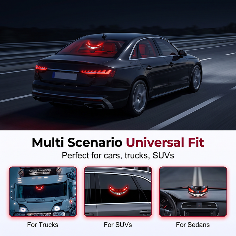 🔥 50% RABATT! 😈 Solar LED Auto-Warnlicht „Teufelssauge“ ✨ Vibrationssensor, USB- & Solar-Aufladung, Universell für PKW & LKW