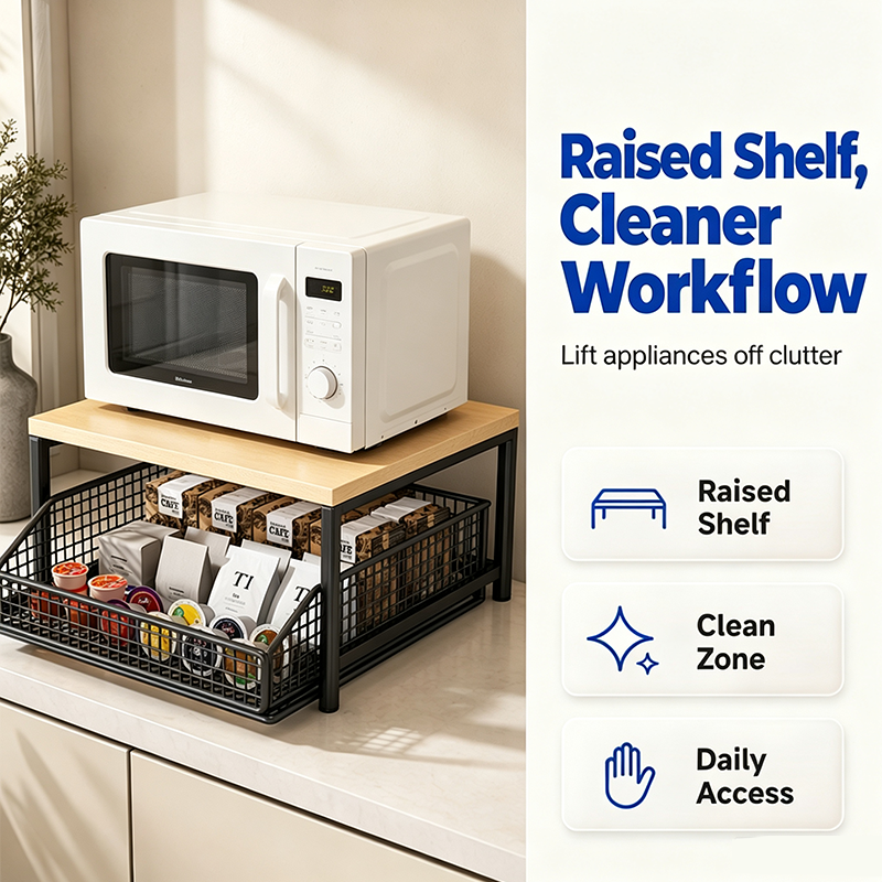 🛍️ 50 % Rabatt – Standregal für Küchengeräte – mit Schublade, verstellbaren Böden & platzsparendem Design für Mikrowelle, Backofen & Heißluftfritteuse 🍳