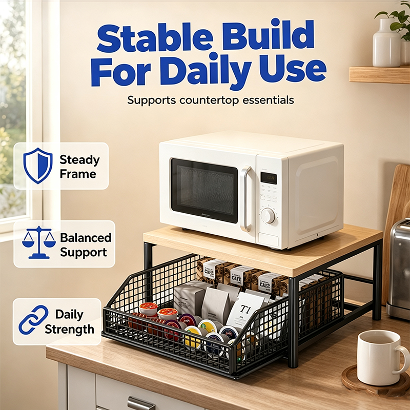 🛍️ 50 % Rabatt – Standregal für Küchengeräte – mit Schublade, verstellbaren Böden & platzsparendem Design für Mikrowelle, Backofen & Heißluftfritteuse 🍳