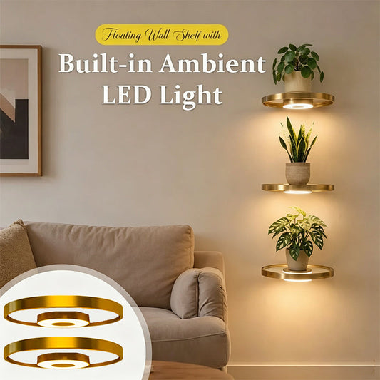 🛍️ 50 % Rabatt – Schwebendes Wandregal mit integrierter LED-Ambientebeleuchtung – modernes Design, warmes Licht & vielseitig für Wohnzimmer, Schlafzimmer & Flur ✨