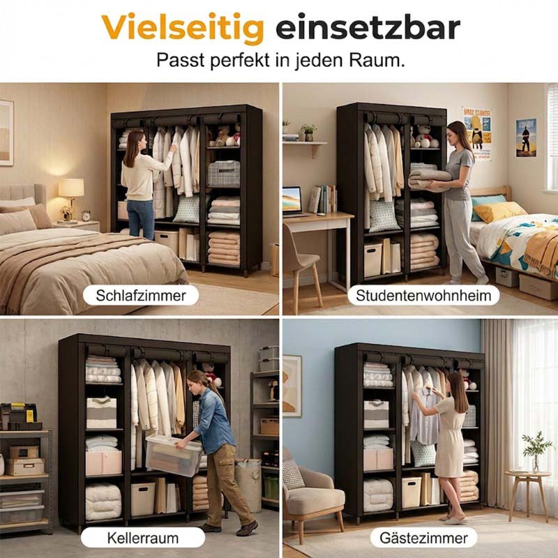 👔 50% RABATT! 🏠 Kleiderschrank aus Vliesstoff – Einfache Montage, leicht & vielseitig – Perfekt für zusätzlichen Stauraum in jedem Raum ✨