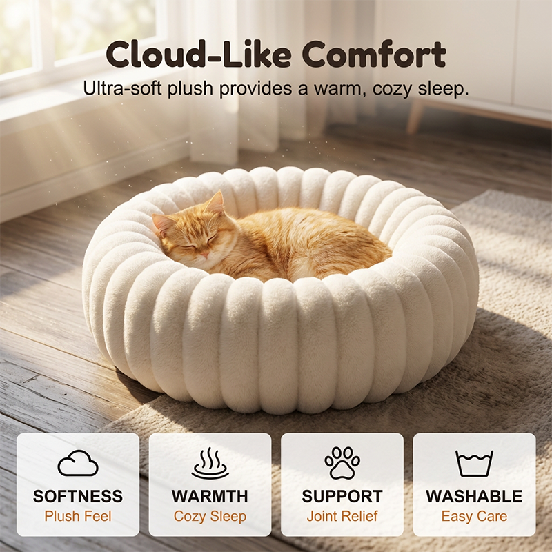 🐱💤 Ultraweicher runder Beruhigungskorb für Katzen und Hunde – Erhöhter Rand, gemütliches Nest für erholsame Nickerchen 🐶☁️