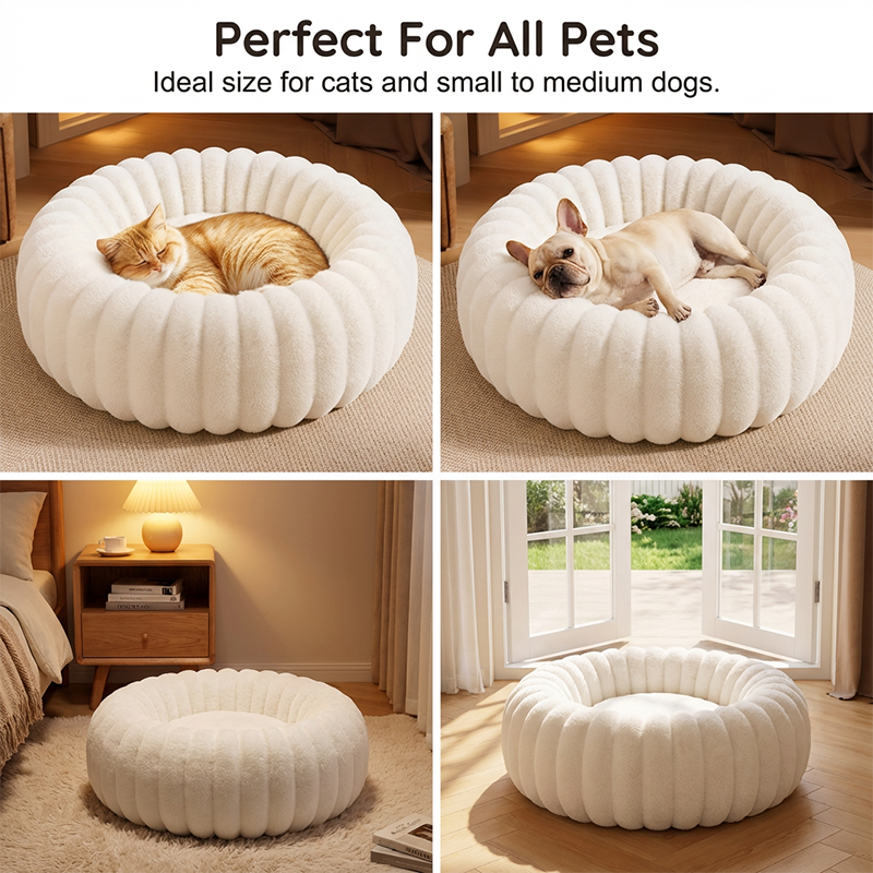 🐱💤 Ultraweicher runder Beruhigungskorb für Katzen und Hunde – Erhöhter Rand, gemütliches Nest für erholsame Nickerchen 🐶☁️