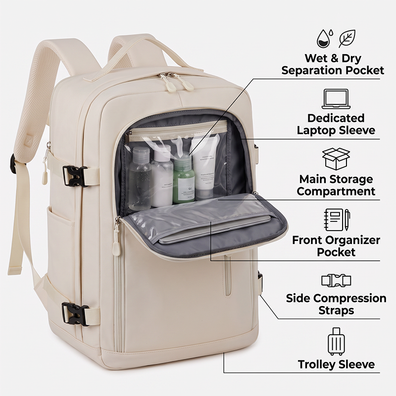 ✈️ 50 % Rabatt – Handgepäck-Rucksack mit Laptopfach, gepolstertem Rücken & seitlicher Tasche – ideal für Business-Reisen & Wochenendausflüge 🧳