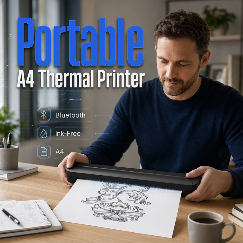 🛍️ 50 % Rabatt – Tragbarer Bluetooth-Thermodrucker – kabellos, tintefrei & kompakt – für A4, ideal für Büro, Studium & Reisen 📄