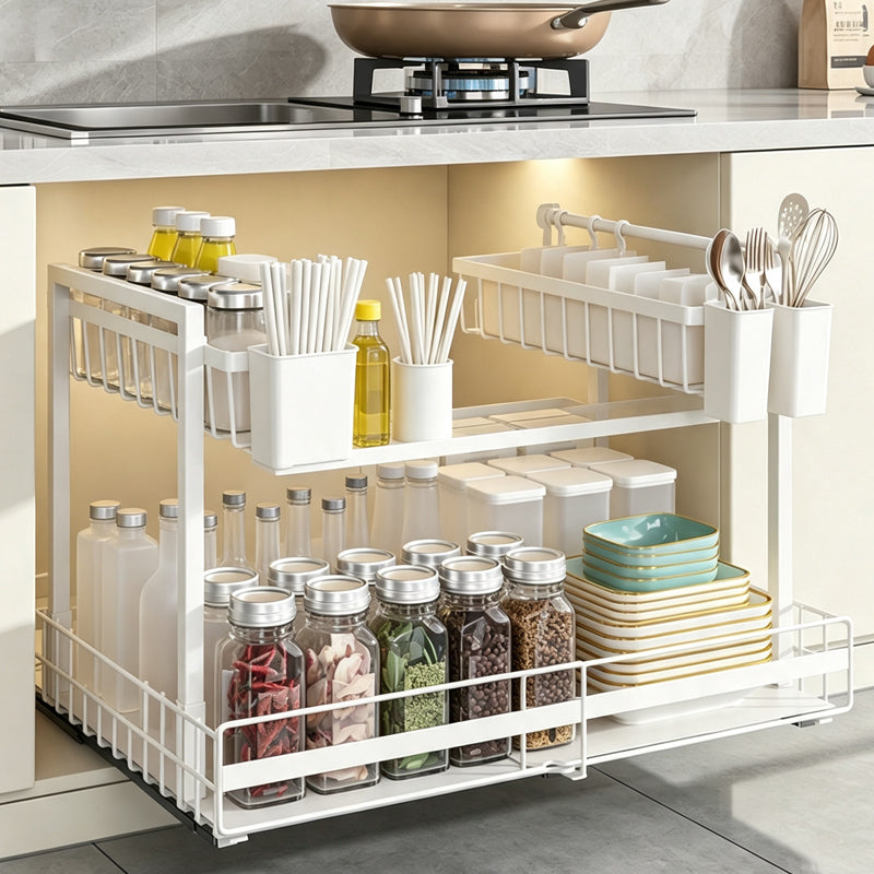 🛍️ 50 % Rabatt – Ausziehbares Küchenregal – gleitende Schublade, platzsparend & vielseitig für Schränke, Speisekammer & Arbeitsplatten 🍳