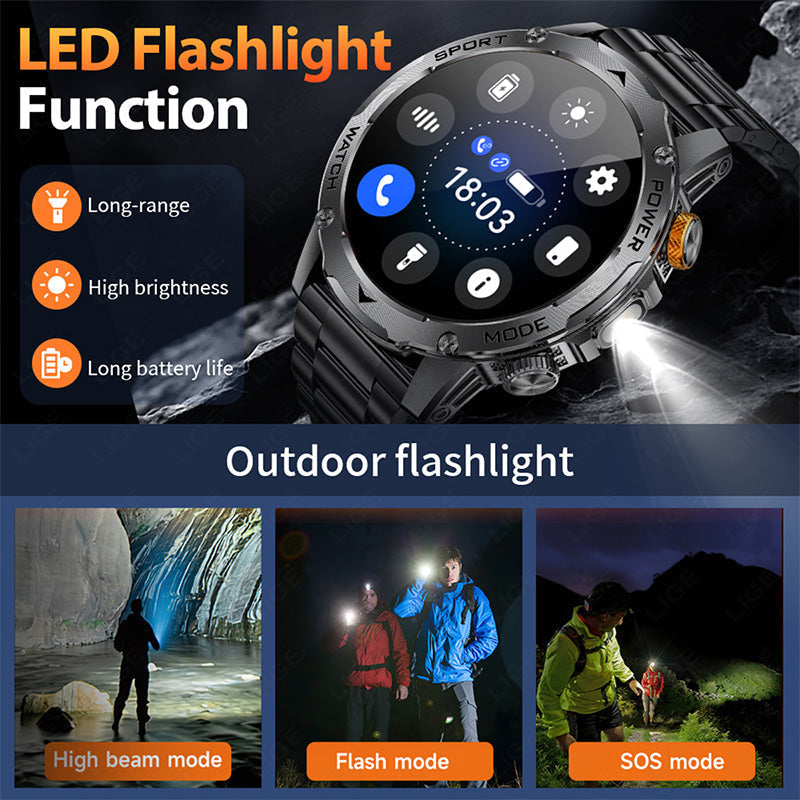 💪 50 % Rabatt – Smartwatch mit Bluetooth-Anrufen, Puls- & Blutsauerstoffmessung, integrierter Taschenlampe & Always-On-Display – ultraleicht & stilvoll ⌚