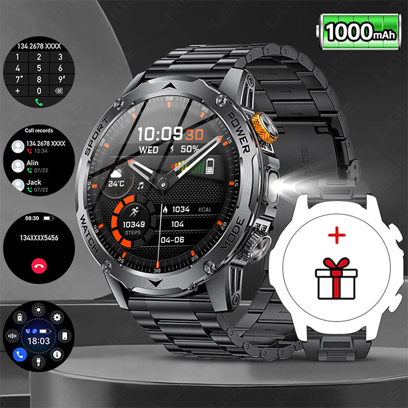 💪 50 % Rabatt – Smartwatch mit Bluetooth-Anrufen, Puls- & Blutsauerstoffmessung, integrierter Taschenlampe & Always-On-Display – ultraleicht & stilvoll ⌚