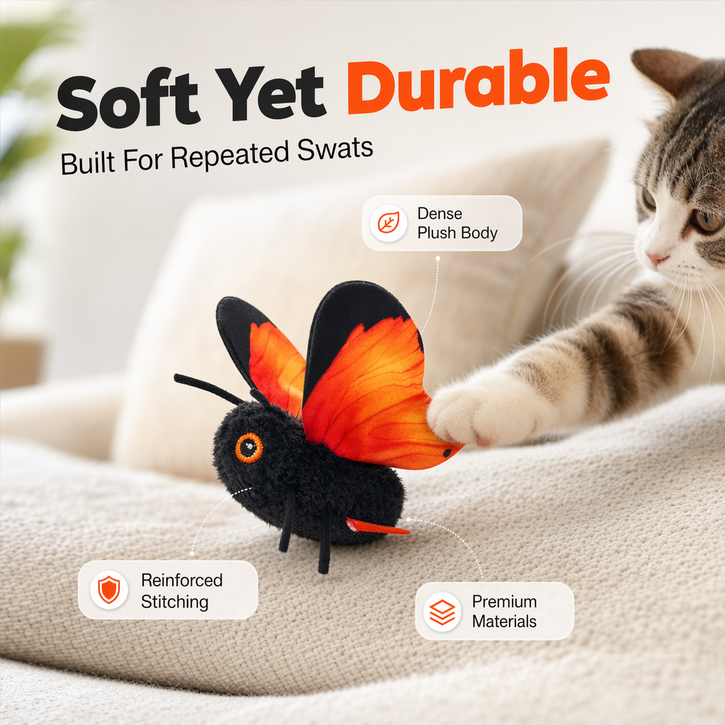 🐱 50 % Rabatt – Elektrisches Schmetterlings-Katzenspielzeug mit Aufhängung – automatische Flügelbewegung, elastische Leine & weckt den Jagdinstinkt 🦋