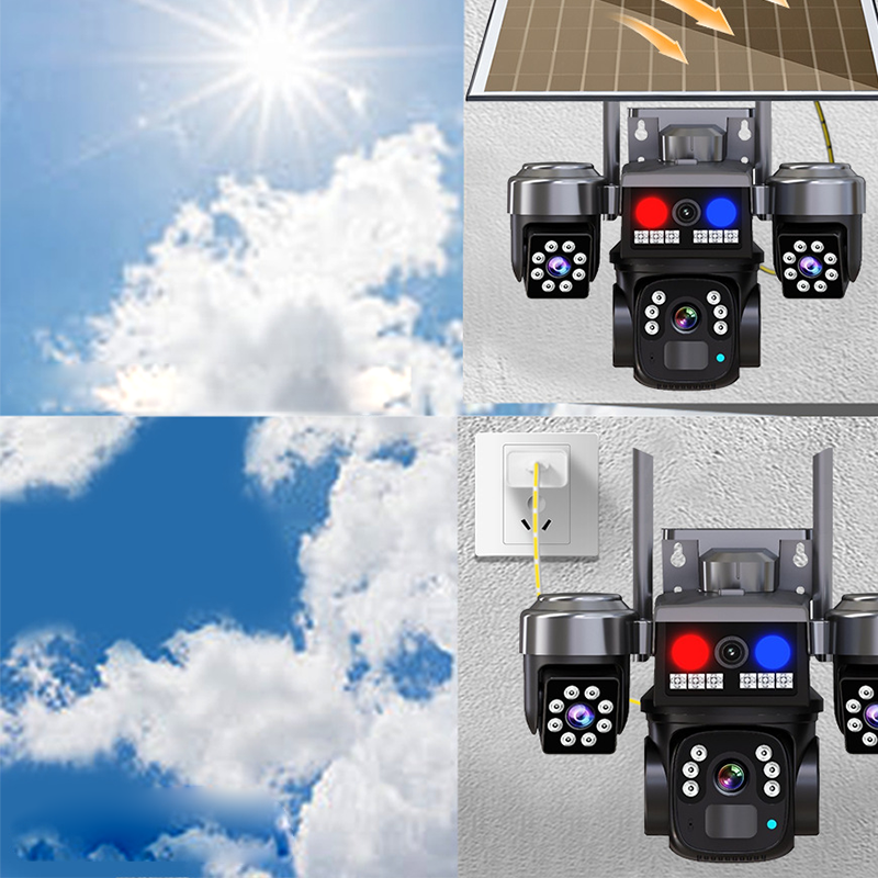 🔋 50 % Rabatt – Kabellose Solar-Überwachungskamera – 3 Linsen, 3 Bilder gleichzeitig, Nachtsicht, IP66 – perfekt für Haus, Hof & Grundstück ☀️