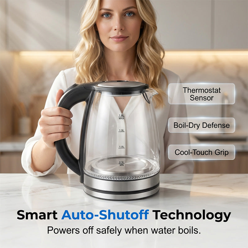 💡 50 % Rabatt! Glas-Wasserkocher mit LED-Beleuchtung – Modernes Design für Küche, Tee & Kaffee