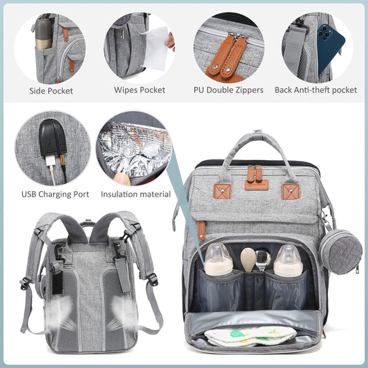 🛏️ 50 % Rabatt – 2-in-1 Wickelrucksack für Mütter – 900D wasserabweisendes Gewebe, USB-Anschluss & mit abnehmbarem Babybett – ideal für unterwegs 👶