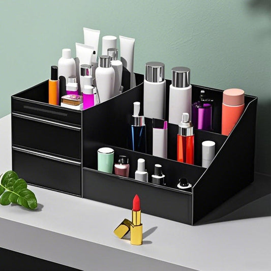 ✨ 50 % Rabatt – Kosmetik-Aufbewahrungsbox aus schwarzem Acryl – staubgeschützt, inkl. 3 Schubladen & verstellbaren Fächern – für Badezimmer & Schminktisch 🖤
