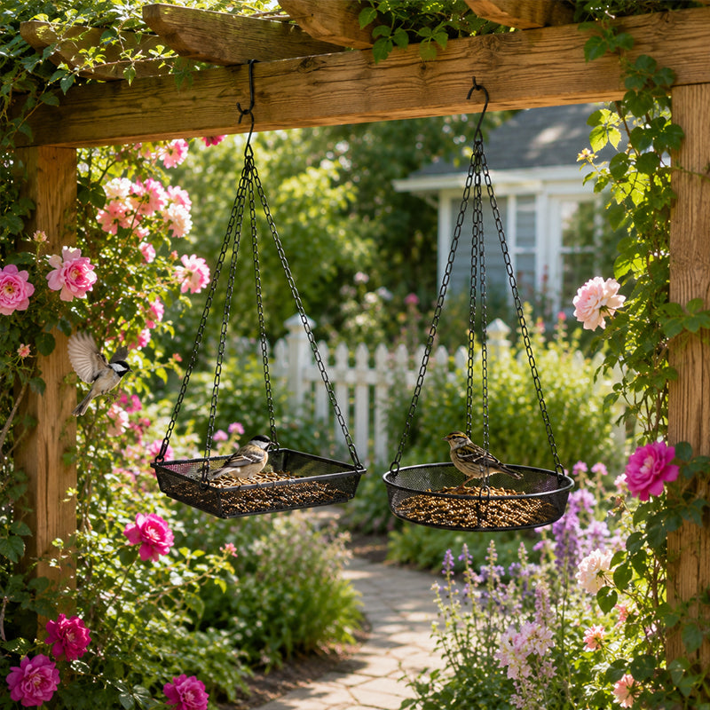 🌿 50 % Rabatt – Metall-Vogelhängehaus mit runder Futterschale – wetterfest, stabil & vielseitig für Garten, Balkon & Terrasse 🐦