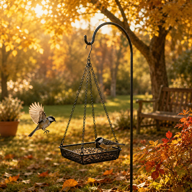 🌿 50 % Rabatt – Metall-Vogelhängehaus mit runder Futterschale – wetterfest, stabil & vielseitig für Garten, Balkon & Terrasse 🐦