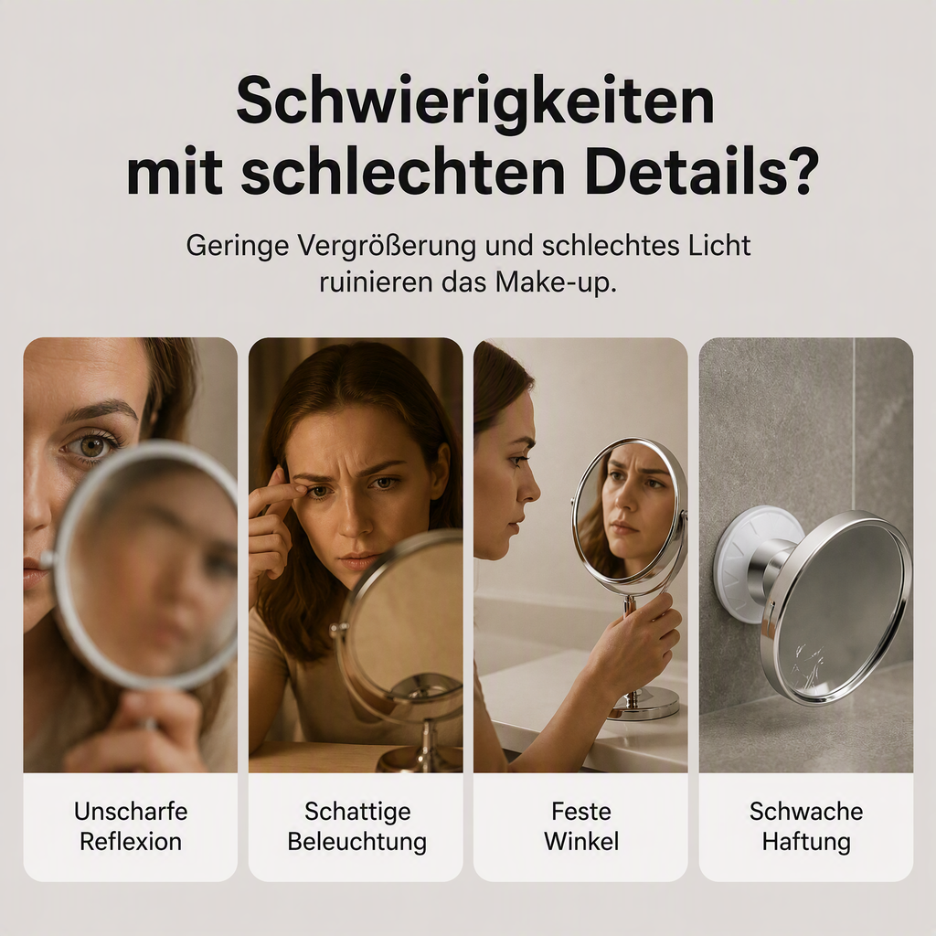 💄 50% RABATT! 🌟 10‑fach vergrößernder Schminkspiegel mit LED‑Licht und Saugnapf – Ideal für Make‑up‑Details ✨