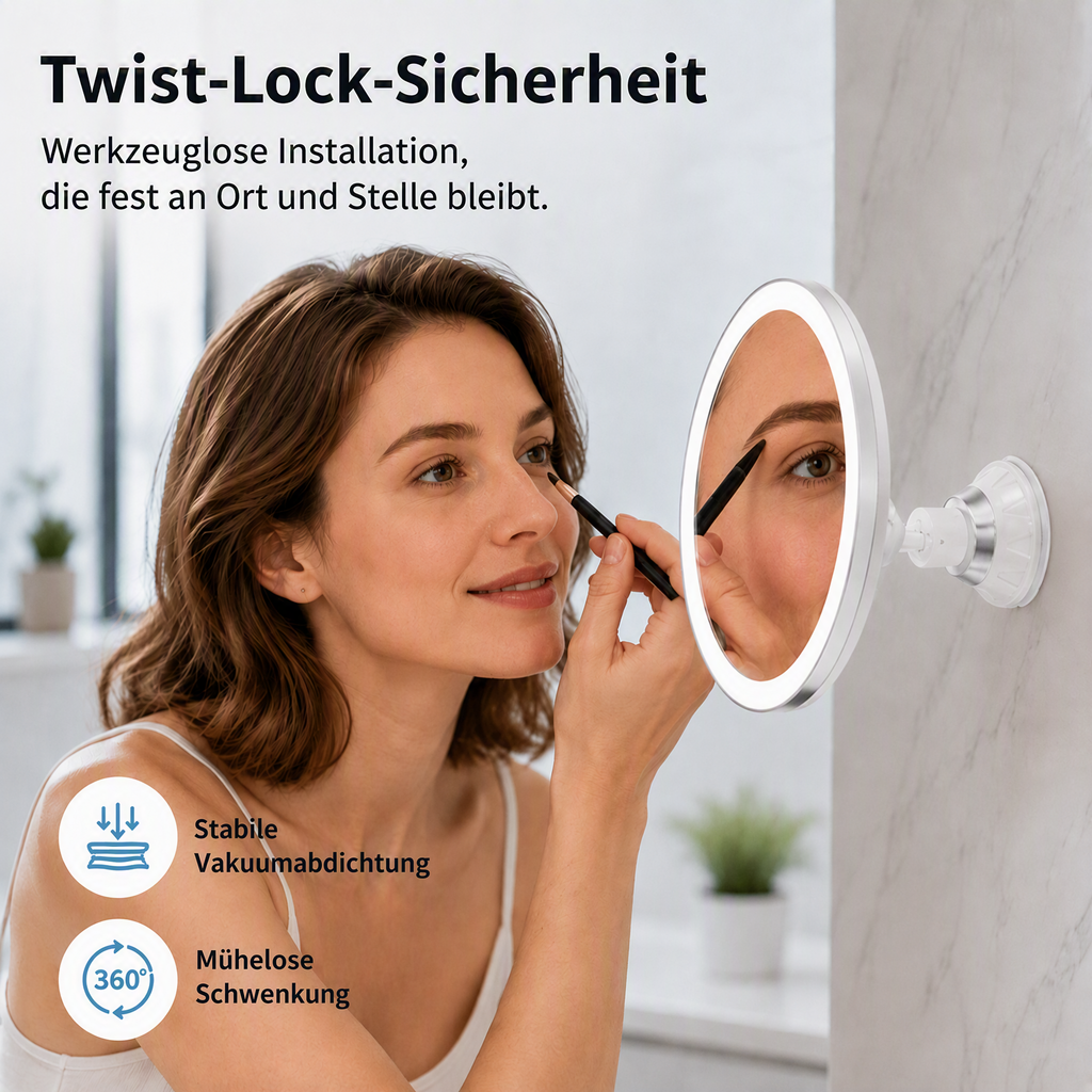 💄 50% RABATT! 🌟 10‑fach vergrößernder Schminkspiegel mit LED‑Licht und Saugnapf – Ideal für Make‑up‑Details ✨