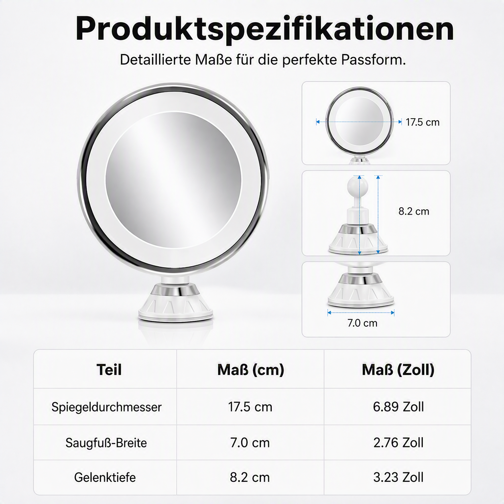 💄 50% RABATT! 🌟 10‑fach vergrößernder Schminkspiegel mit LED‑Licht und Saugnapf – Ideal für Make‑up‑Details ✨