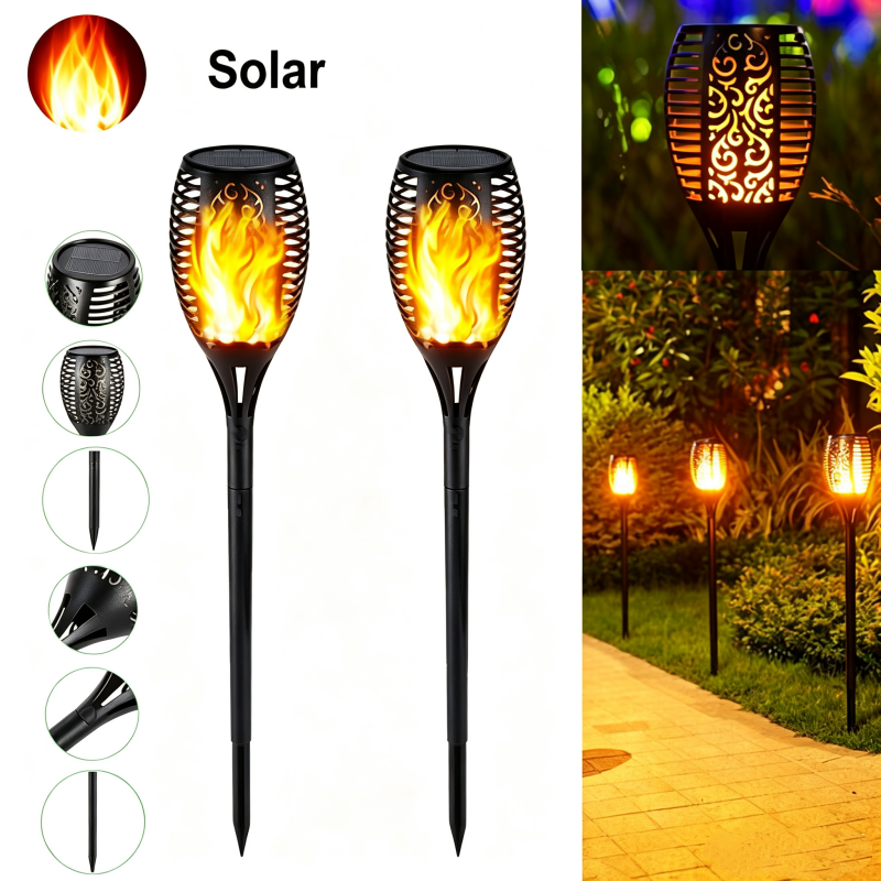 🔥 50% RABATT! ☀️ Wasserdichte Solar-Fackelleuchten mit Flammeneffekt – Schöne Gartenbeleuchtung im Freien 🌳