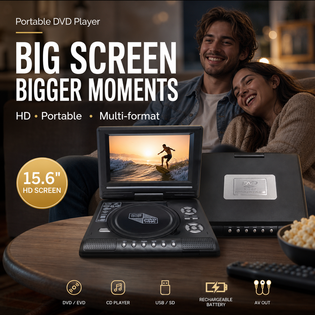 📺 50 % Rabatt – 7,8-Zoll-HD-Portable-DVD/EVD-Player – großer Bildschirm, wiederaufladbar & vielseitig – für Zuhause, Reise & Auto 🎬
